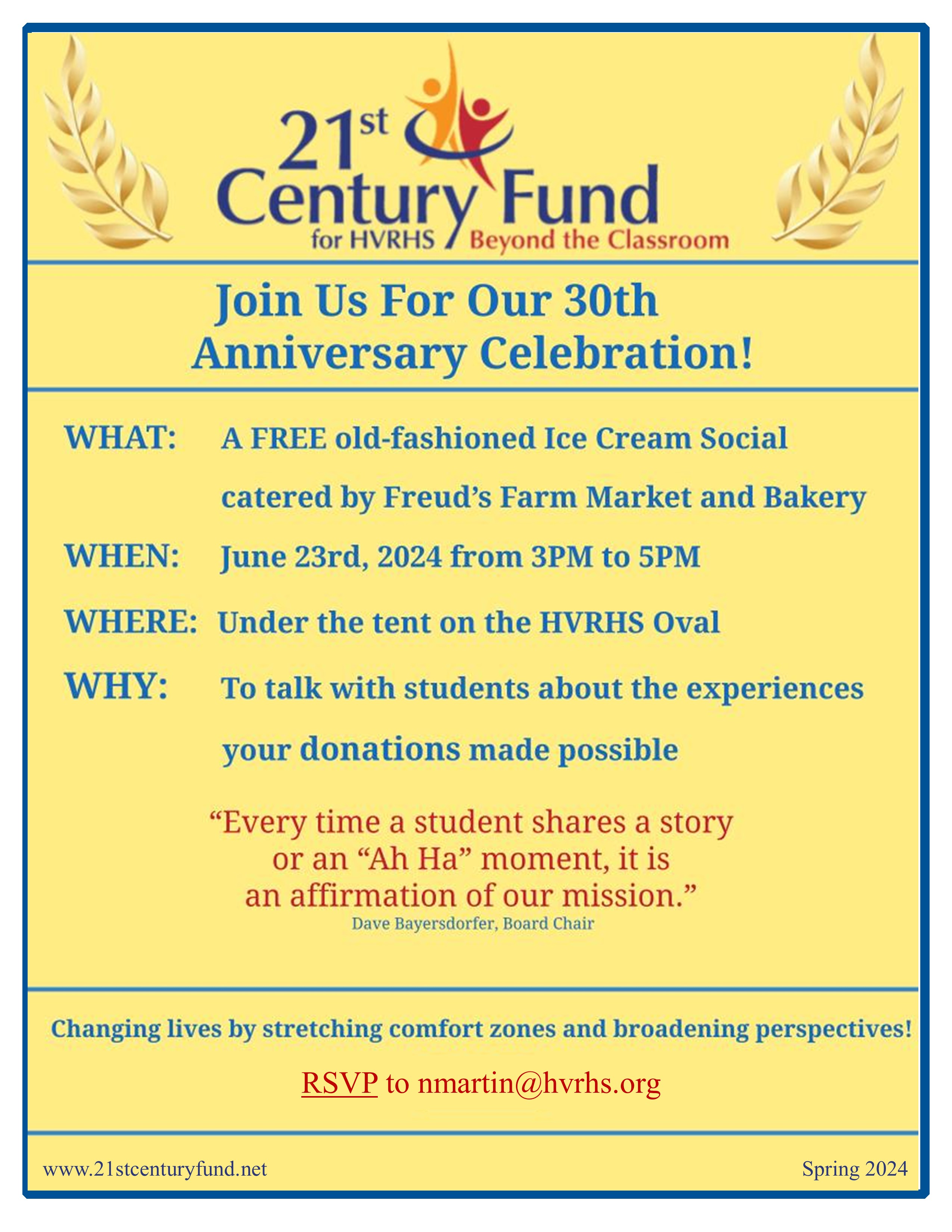 2024 Spring Mailer – Front Page | 21st Century Fund for HVRHS